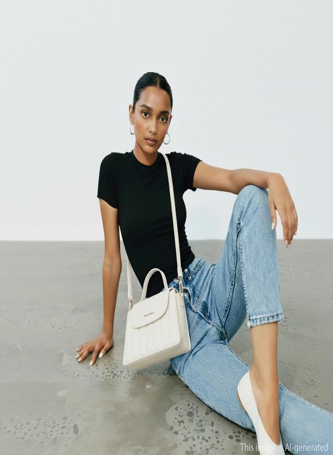 Fastrack White Stitchpop Sling | Quilted Faux-Leather Women’s Handbag | Sling with Dual Carry Options & Magnetic Closure - Image 2
